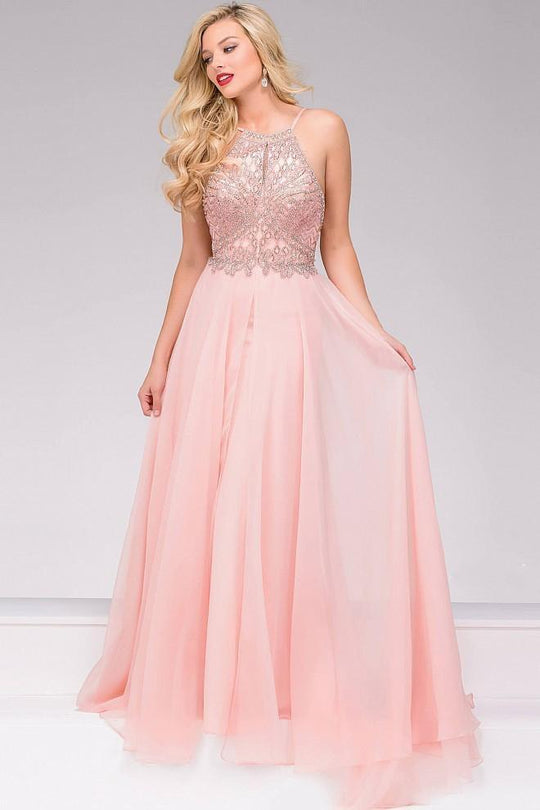 Chiffon Halter Neck Prom Dress 49499