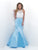 Blush - X430 Halter Illusion Beaded Long Dress In Blue