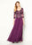 Cameron Blake - 219689 Floral Appliqued V-Neck A-Line Dress In Purple