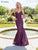 Clarisse - 3520 Strappy V-Neck Brocade Mermaid Gown in Purple