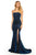 Sherri Hill - 52362 Glitter Stretch Strapless Mermaid Dress In Blue and Silver