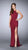 La Femme - Dramatic Halter Neck Sleeveless Jersey Gown 23886 In Red