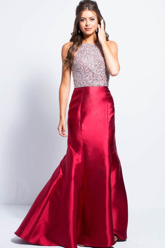 JVN57615 Crystal Ornate Mikado Trumpet Gown