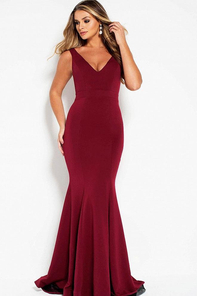 51118 Fitted V-Neck Mermaid Dress