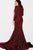 55791 Plunging Stretch Glitter Jersey Trumpet Dress
