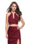 La Femme - Two Piece Deep V-neck Ruched Sheath Dress 25731 In Red