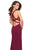 La Femme - 27031 Strappy Plunging V-Neck Gown with Slit In Red