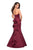 La Femme - 27105 V-neck Satin Ruffled Mermaid Dress In Red