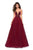 La Femme - 27485 Two Tone Deep V-neck Satin Tulle A-line Dress In Red