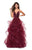 La Femme - 27502 Satin Deep Sweetheart Ruffled Tulle A-line Dress In Red