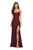 La Femme - 27660 Plunging Back Ruched High Slit Gown In Red