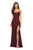 La Femme - Plunging Back Ruched High Slit Gown 27660 - 1 pc Burgundy in Size 8 and 1 pc Navy in Size 10 Available