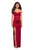 La Femme - 27787 Ruched Sweetheart Stretch Satin Sheath Dress In Red