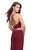 La Femme - Two Piece Deep V-neck Ruched Sheath Dress 25731 In Red