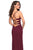 La Femme - 26940 Crisscrossed Lace Up Back High Slit Gown In Red