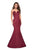 La Femme - 27105 V-neck Satin Ruffled Mermaid Dress In Red