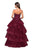 La Femme - 27291 Floral Lace Strapless Tiered Gown In Red