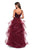 La Femme - 27502 Satin Deep Sweetheart Ruffled Tulle A-line Dress In Red