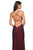 La Femme - 27660 Plunging Back Ruched High Slit Gown In Red