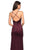 La Femme - 27782 Ruched V-neck Stretch Satin Trumpet Dress In Red