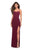 La Femme - 26940 Crisscrossed Lace Up Back High Slit Gown In Red