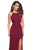 La Femme - 27070 Halter Crisscross Waist Gown with Slit In Red