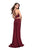 La Femme - Two Piece Deep V-neck Ruched Sheath Dress 25731 In Red