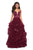 La Femme - 27024 Sleeveless Plunging Illusion Neckline Ruffles Ballgown In Red