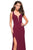 La Femme - 27031 Strappy Plunging V-Neck Gown with Slit In Red