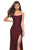 La Femme - 27660 Plunging Back Ruched High Slit Gown In Red