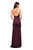 La Femme - 27782 Ruched V-neck Stretch Satin Trumpet Dress In Red