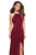 La Femme - 26962 Strappy Fitted Halter Gown with Slit In Red
