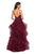 La Femme - 27024 Sleeveless Plunging Illusion Neckline Ruffles Ballgown In Red