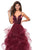 La Femme - 27502 Satin Deep Sweetheart Ruffled Tulle A-line Dress In Red