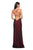 La Femme - 27660 Plunging Back Ruched High Slit Gown In Red