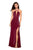 La Femme - 26963 Strappy Halter Cutouts Gown with Slit In Red
