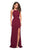 La Femme - 27070 Halter Crisscross Waist Gown with Slit In Red
