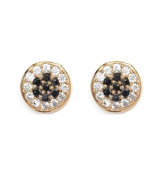Black and White Round Pave Stud Earrings