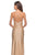 La Femme - 28206 Long Crisscross Strapped High Slit Sheath Gown In Neutral and Gold