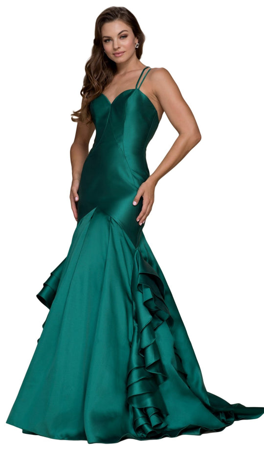 Nox Anabel - C034P Sweetheart Mikado Mermaid Dress With Train In Green