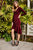 Tadashi Shoji - Ribbed Long Sleeve Pintucked Jersey Hi-Lo Midi Dress In Red