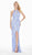 Ashley Lauren - 1427 Sequined Blouson Bodice High Slit Gown In Purple