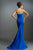Janique C1167 - Strapless Folded Neckline Detail Stretch Crepe Gown With Side Peplum and Sweep Train C1167 in Blue