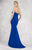 Janique - C1167 Strapless Folded Neck Peplum Detail Gown in Blue