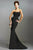 Janique C1167 - Strapless Folded Neckline Detail Stretch Crepe Gown With Side Peplum and Sweep Train C1167 in Black
