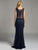 Lara Dresses - Sheer Bateau Illusion Sheath Evening Gown with Faux Pearls and Lace Appliques 33227 in Blue