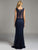 Lara Dresses - Sheer Bateau Illusion Sheath Evening Gown with Faux Pearls and Lace Appliques 33227 in Blue