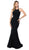 Nox Anabel - C208 Glittering Strappy Racerback Trumpet Gown In Black