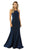 Nox Anabel - C208 Glittering Strappy Racerback Trumpet Gown In Blue