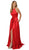 Nox Anabel - C209 Halter Corset Back High Slit Gown In Red